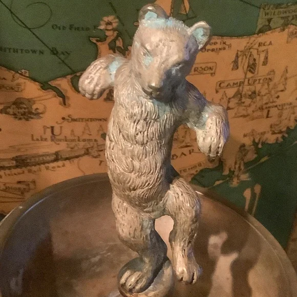 Vintage Bronze Dancing Bear Circus Figurine Trinket Dish Brass Valet Cigar Rest - Picture 3 of 17